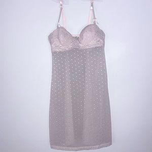 Rampage Pink/Gray Baby Doll Lace Chemise/Slip Medium